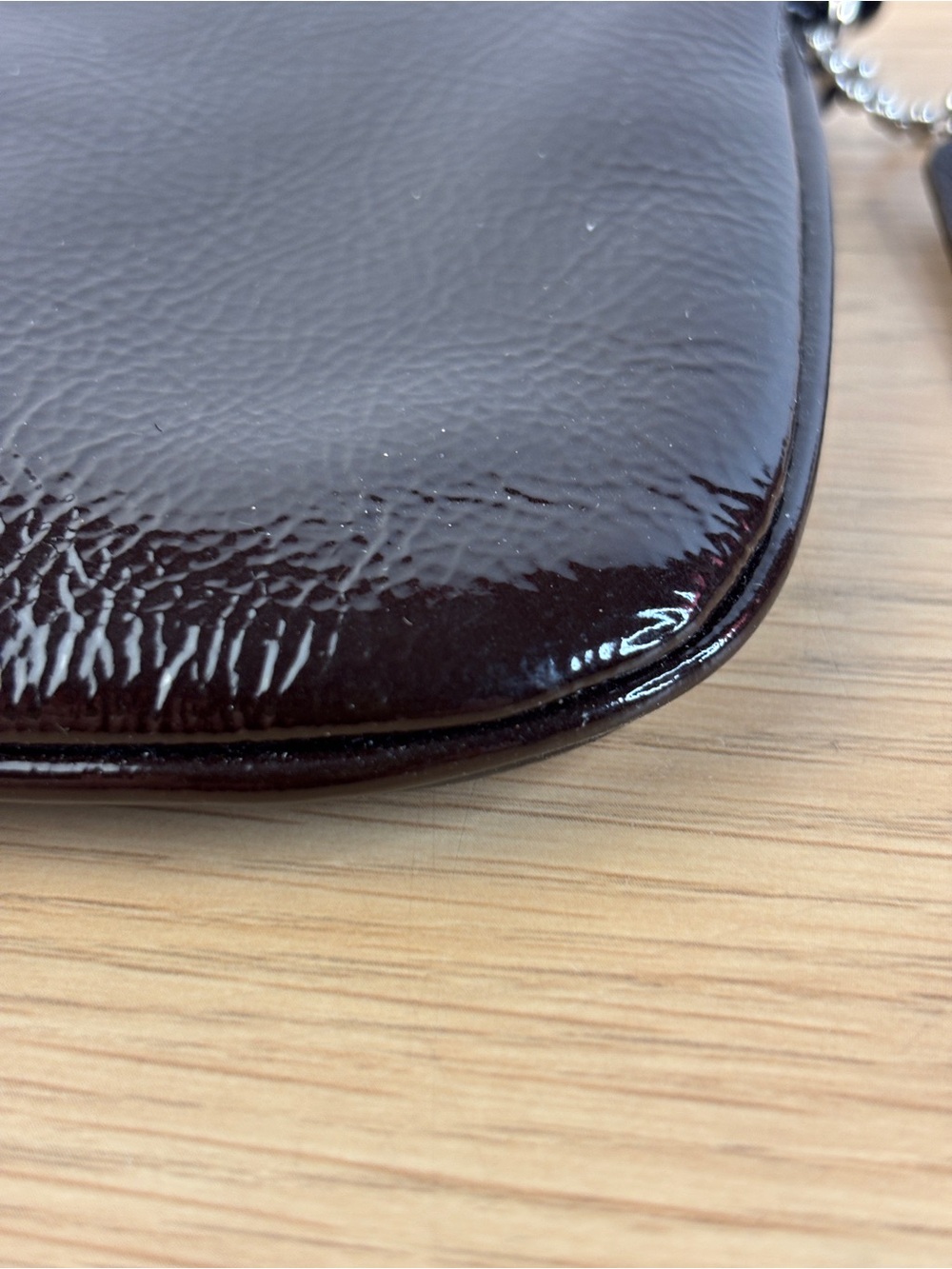 Coach Small Dark Brown Patent Leather Wristlet - Picture 6 of 9